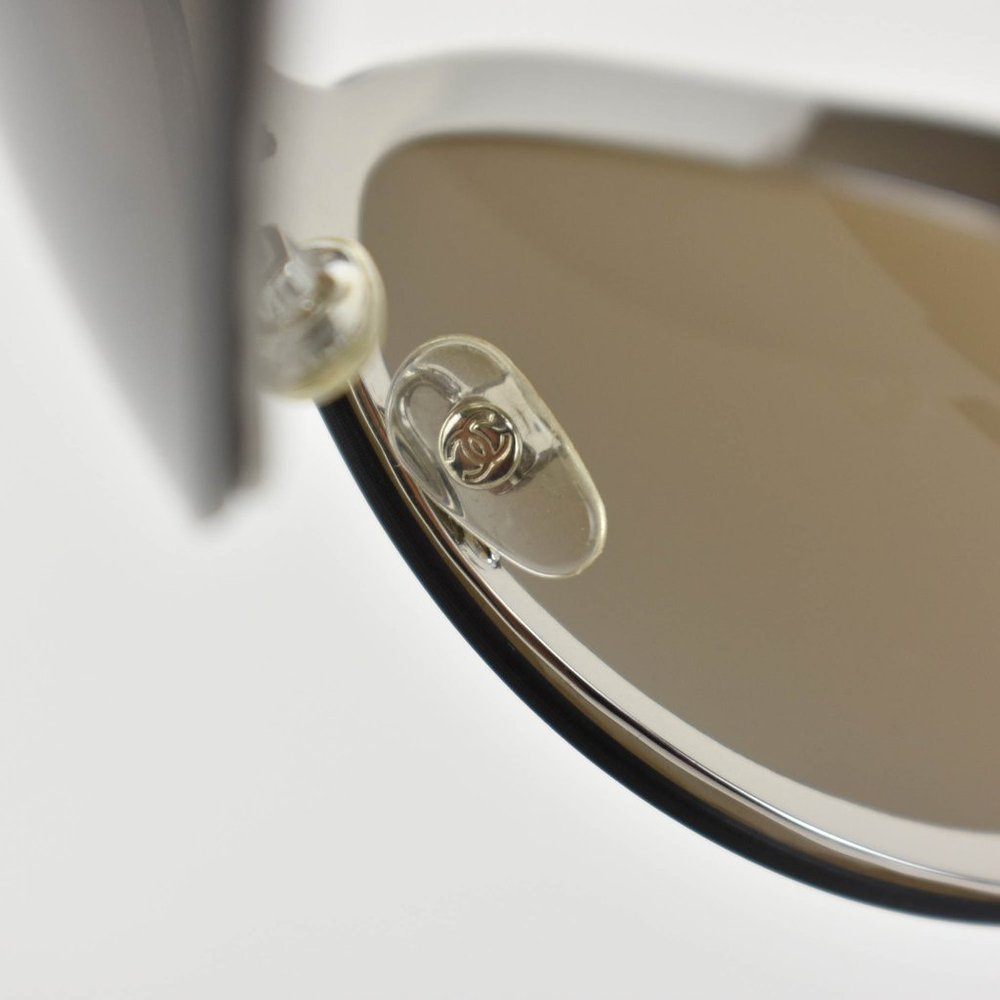 CHANEL: Bronze, Quilted Shield "CC" Logo Sunglasses (nb) - Picture 9 of 12